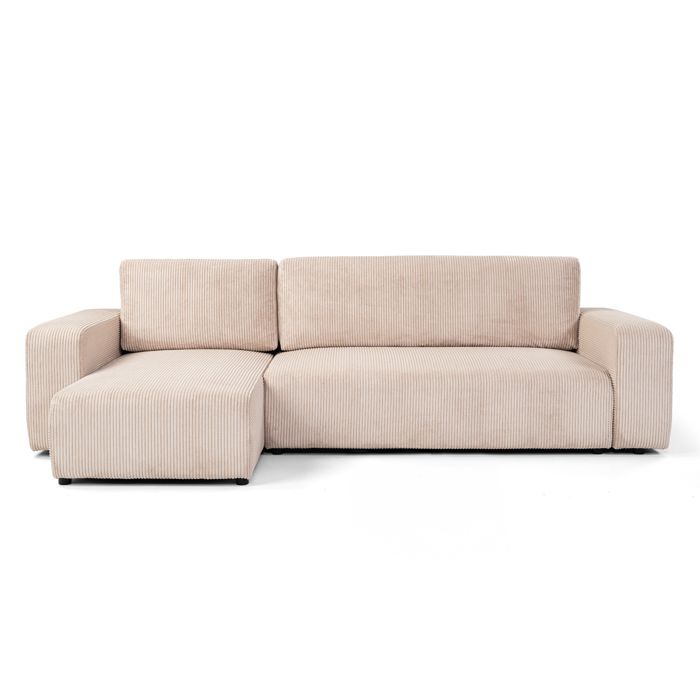 Canapé dangle réversible et convertible GOYA 244 cm tissu velours côtelé beige