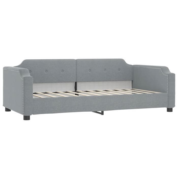 Lit banquette 2 places - Canapé/Lit de jour matelas inclus - multifonctionnel - gris clair 100x200 cm tissu CAL526575