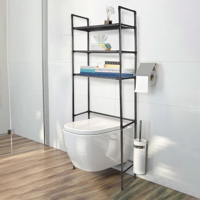 JEOBEST Étagère de toilettes à 3 niveaux étagère de salle de bains étagère pour machine à laver Armoire de WC 150*50*26cm