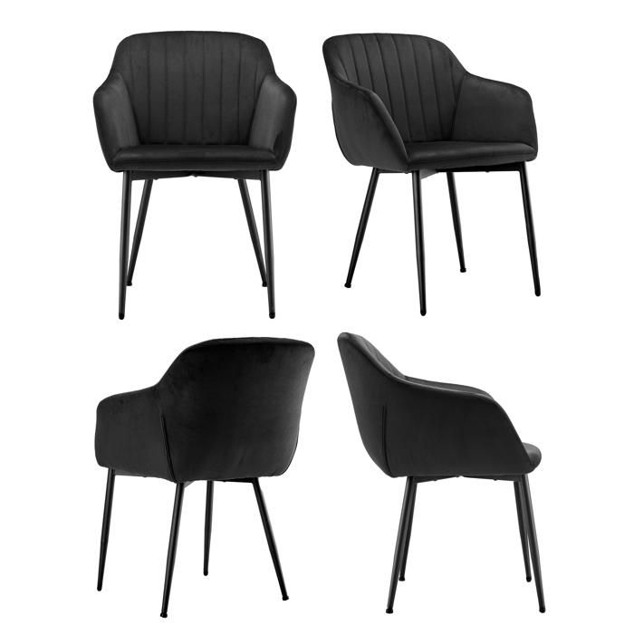 Goeurvant Chaises de salle à manger avec assise large et accoudoirs confort minimaliste - Lot de 4 - Noir