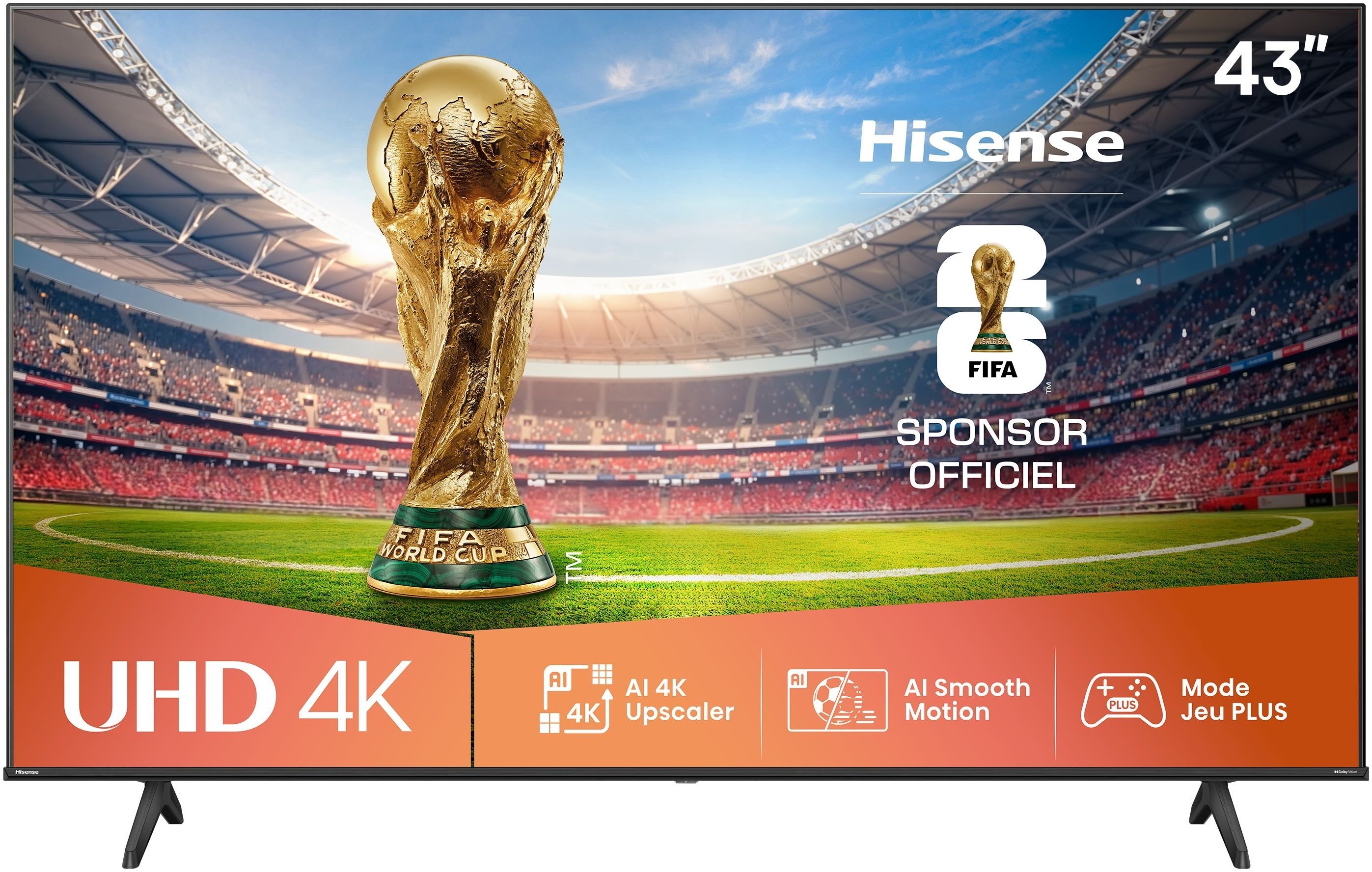 Hisense 43A6Q - TV LED 43 (108 cm) - 4K UHD 3840x2160 - HDR10+ - TV connecté - 3xHDMI 2.1 - WiFi