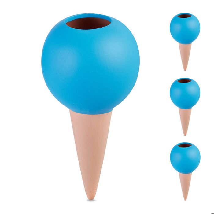 Lot De 4 Cônes D'arrosage En Céramique Terre Cuite - Pour Bouteilles PET 1,5L, Arrosage Automatique Plantes, Idéal Vacances, Dimensions 14x4,5x4 Cm