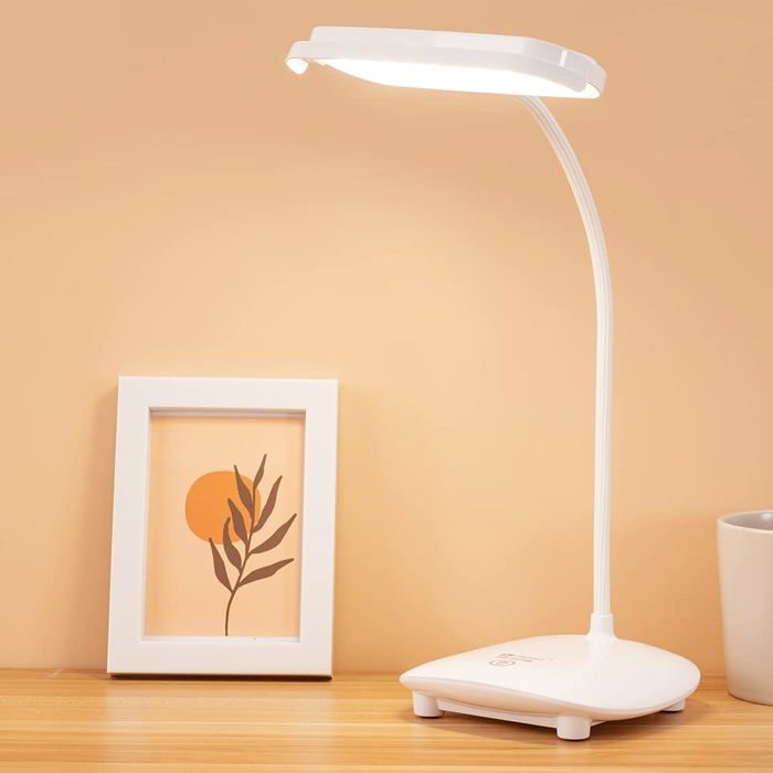 zhan-Lampe de bureau sans fil rechargeable USB 40 LED 2 piles 3200 mAh tactile 3 couleurs 6 modes dintensité fonction mémo