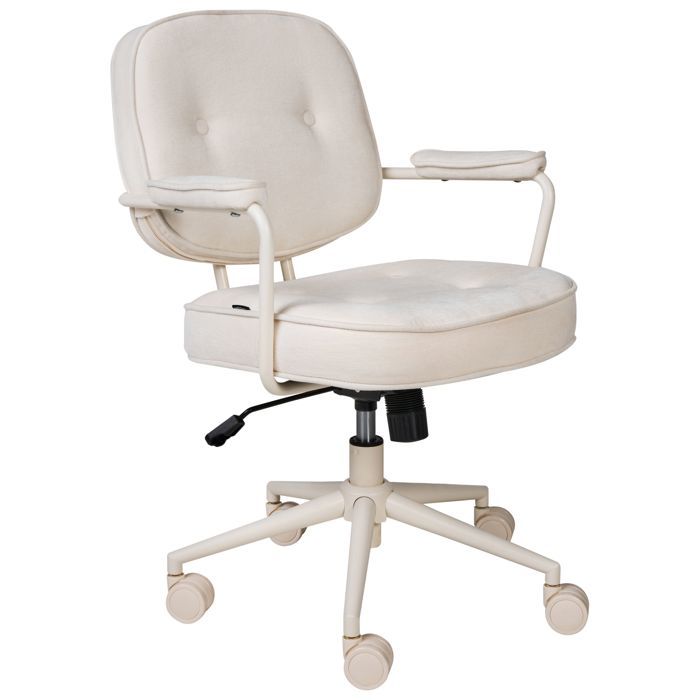 Chaise de bureau PARAMUS Cuir PU Blanc cassé