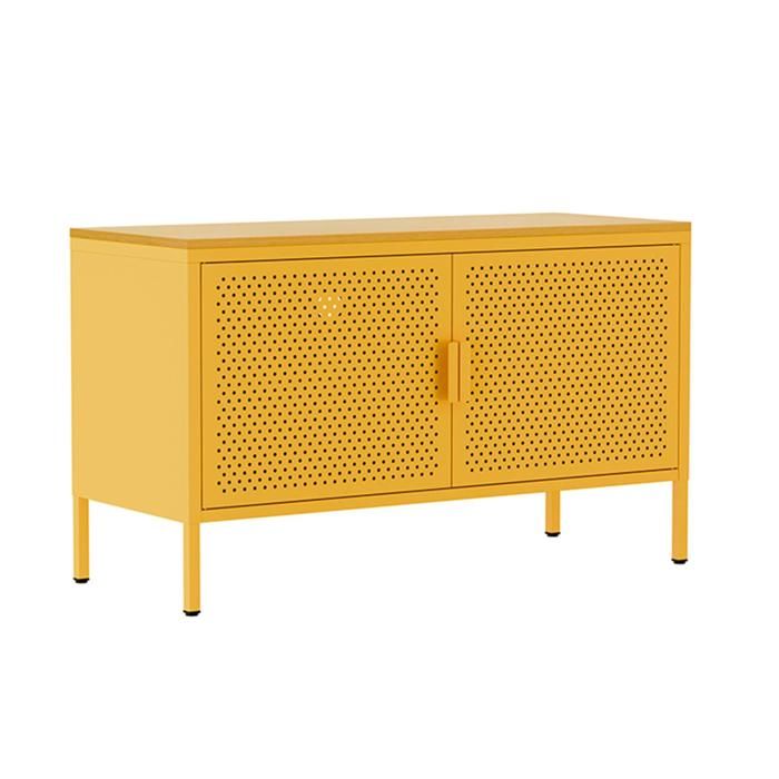 Buffet moderne 2 portes L100 cm en métal jaune Punchy - Oviala