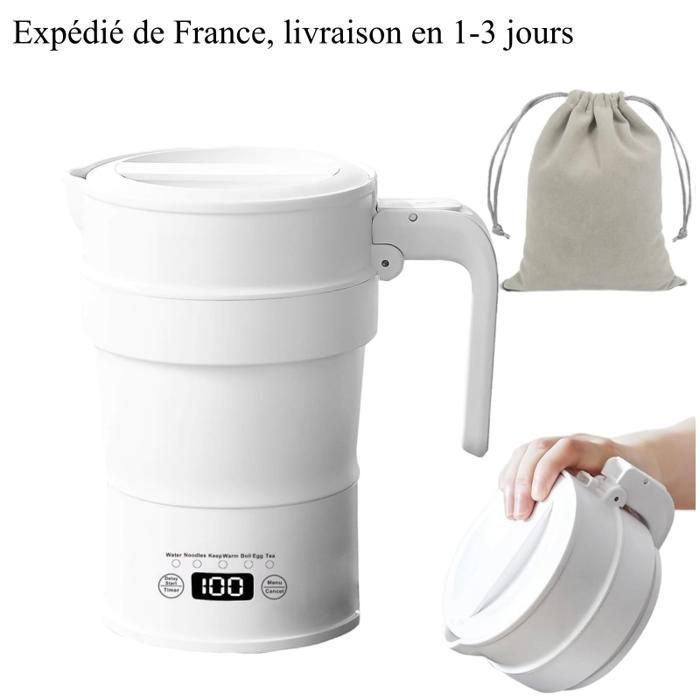 Bouilloire Pliable De Voyage 0,6L - Avec 2 Gobelets - Pour Camping, Randonnée - Chauffe En 5 Min
