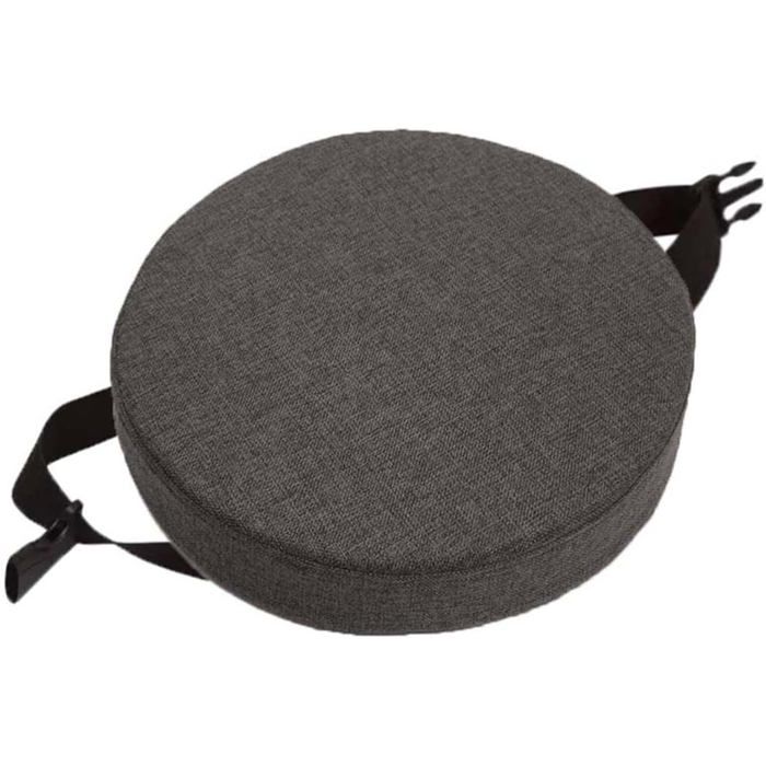 Coussin tabouret bar rond 25x25x2 cm antidérapant gris foncé