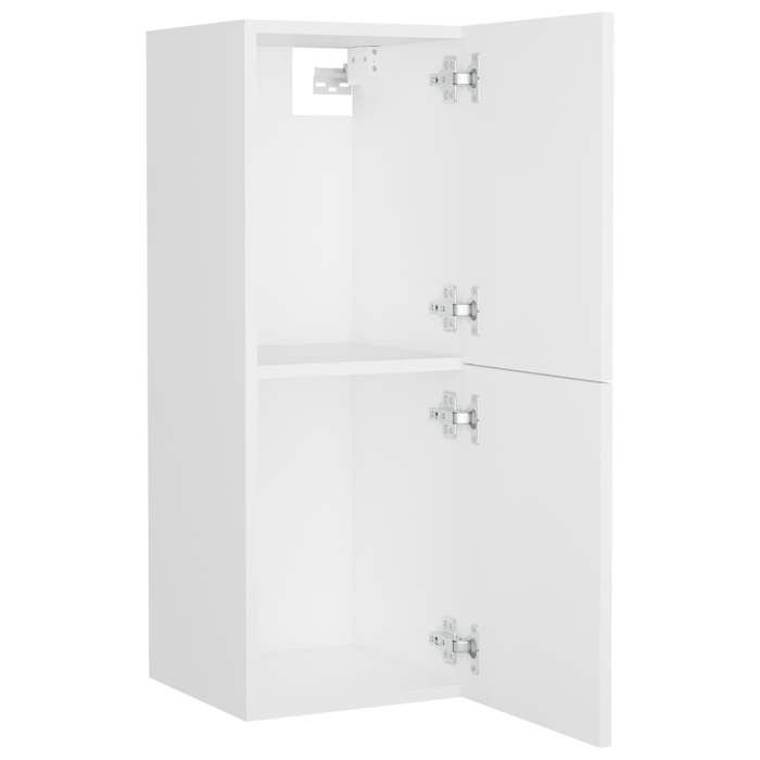 Armoire de salle de bain - WIENS - Blanc - 30x30x80 cm - Bois dingénierie - 60 kg capacité - Facile à nettoyer