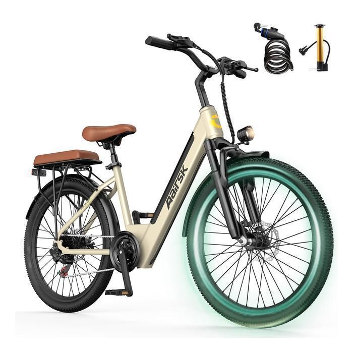 Vélo Électrique 26 Moteur 250W Batterie amovible 13Ah 36V Autonomie 40-80 km Shimano 7 vitesses Freins à disque Avec des étagères