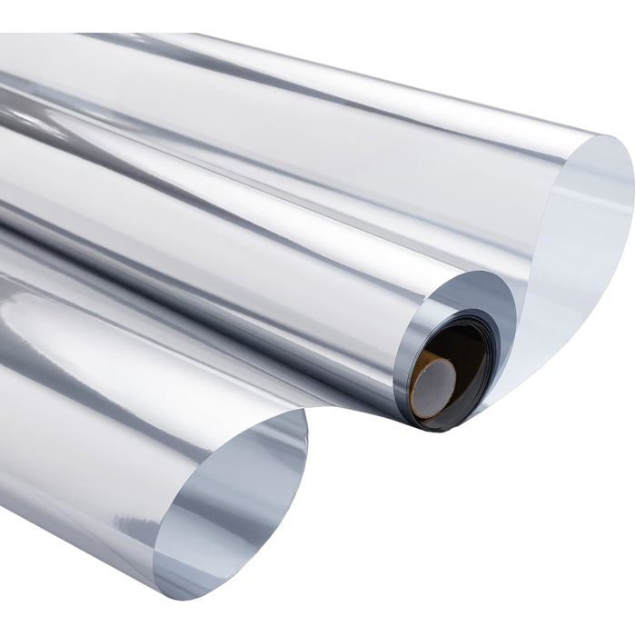 Film Adhésif pour Fenêtre Argenté Diamant 60 cm de Large Isolation Thermique et Protection Solaire Facile à Installer