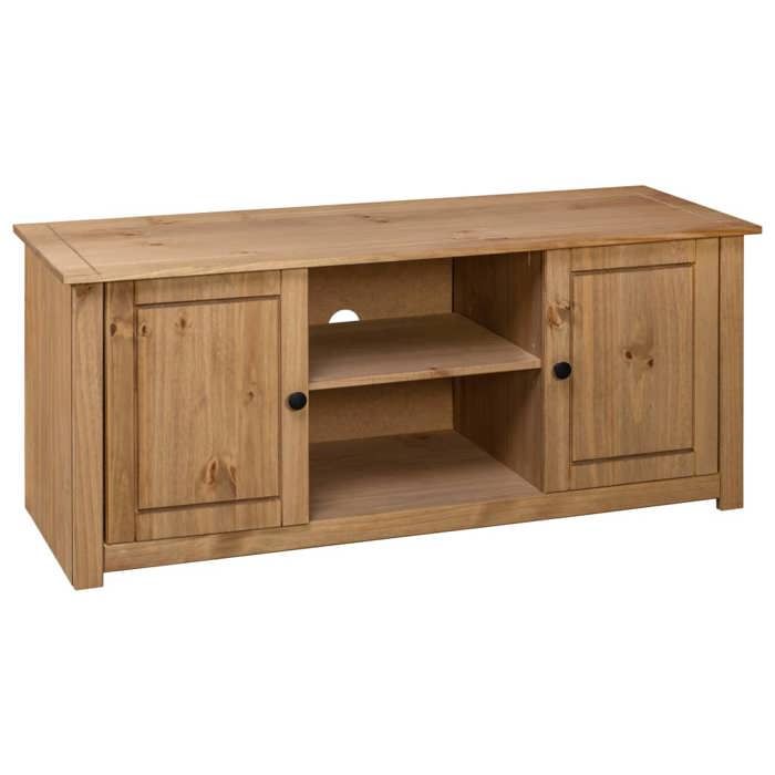 SALE Janvier MODERNE Cabinet TV - MGH - MEUBLE TV/HIFI - Avec rangement - 120x40x50 cm - Bois de pin massif Gamme Panama TT106