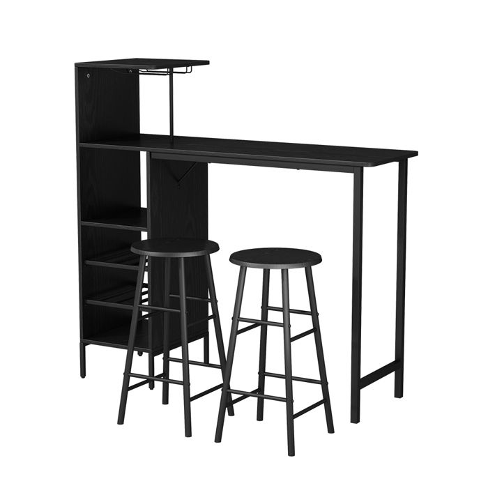 Ensemble table de bar Naila 121.5x40cm avec 2 tabourets Noir Vicco 51613 Ensemble table de bar Naila 121.5x40cm avec 2 tabourets Noir Vicco 51613