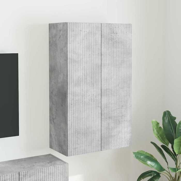 SWEETY@Meuble TV mural - ZENCORE - Support téléviseur/hifi/ARMOIRE flottante Gris béton 59 5x31x100cm Bois dingénier