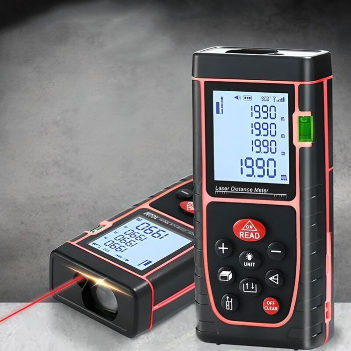 Télémètre Laser numérique avec 2 Piles et Couvercle Appareil de Mesure de Distance 40 m rétroéclairage LCD