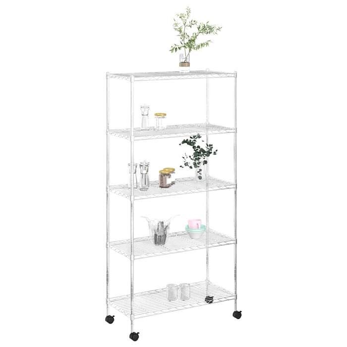 BESTLIFE Étagère de rangement 5 niveaux roues 75x35x155 cm Chrome 250 kg avec manuel de montage（66265926）VIDAXL