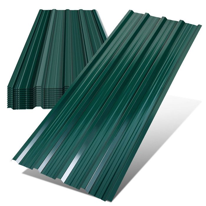 12 pièces Feuille de toiture Feuille de façade Feuille trapézoïdale tôle profilée Tôle Draps 129x46 cm0.25mm Métal Léger 7 m²