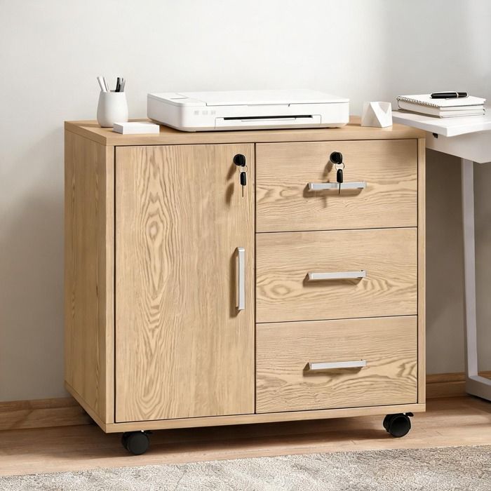 Office Storage featuring 60 x 40 x 56 cm 23.6 x 15.8 x 22.1 in panneau de particules mélaminé marron clair and Meuble de