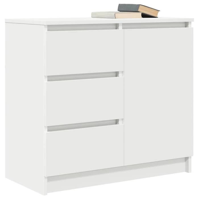 Blanc Commode Salon CHIC Buffet bas/Cabinet 1 PC avec tiroir blanc 71x35x65 cm bois dingénierie N15253