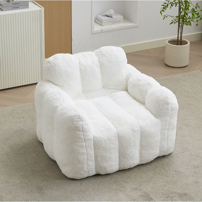 Fauteuil poire blanc 105 x 90 x 75 cm sans montage 1 place tissu plush intérieur confort moelleux