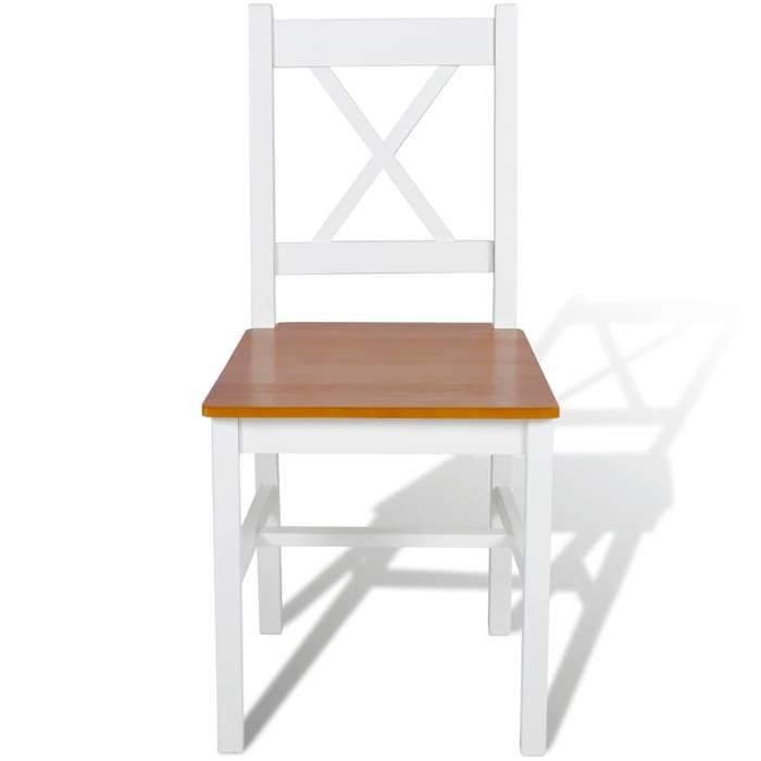 NEW Chaises de Cuisine - Chaises à manger (Set de 4） blanc bois de pin{415x41 cm} 971063