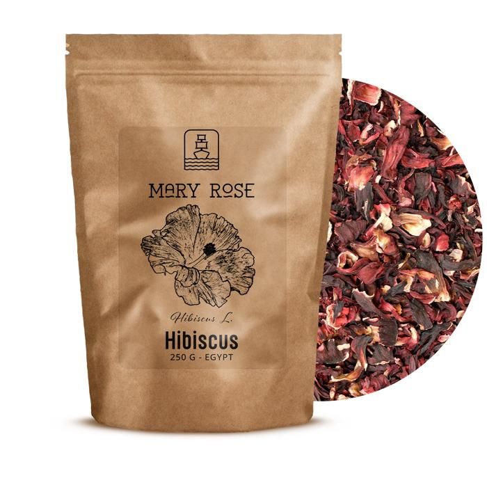 Fleurs dhibiscus séchées – Mary Rose – Hibiscus pour tisane infusion et décoration culinaire – 250 g
