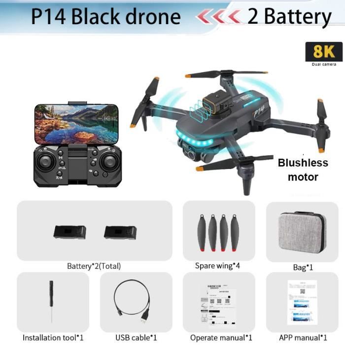 Drone avec Télcommande à écran 4.5Caméra 1080P 8K HD Réglable GPS 5G 4 directions évitement d'obstacles 4 HD objectifs 3 piles - Jeux - Jouets