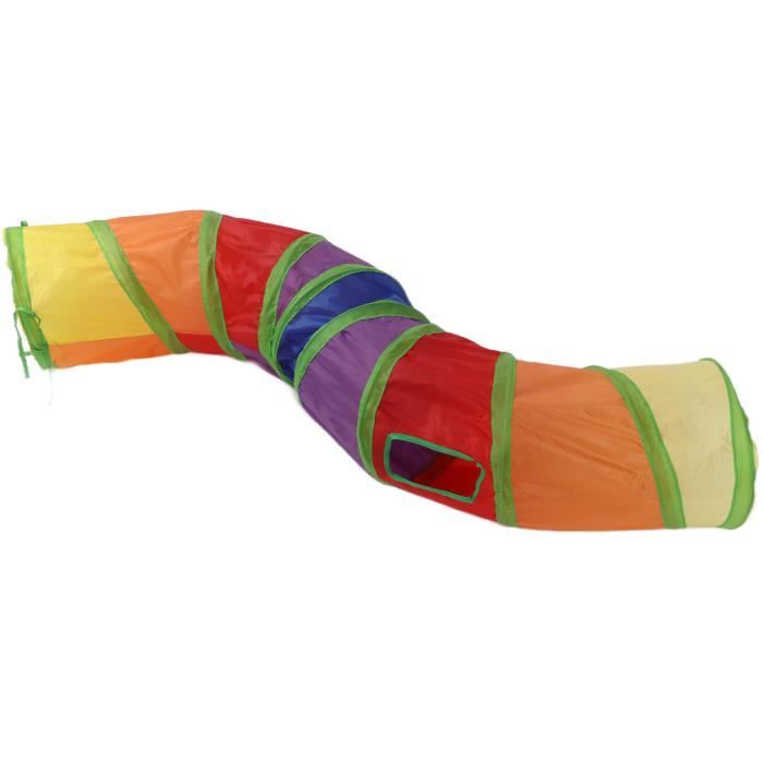 Meilleurs prix pour Akozon Tunnel pour chat en nylon Tunnel pour animaux de compagnie S‑Tunnel pliable chat irisé avec boule interactive et 4 portes