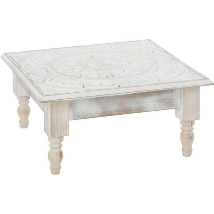 Atmosphera Table A Cafe Etnik L 45 X L 45 X H 26 5 Cm Blanc