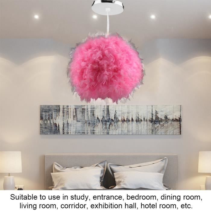 plume suspension lampe suspendue lustre abat-jour plafonniers rose décoration chambre à coucher / salon luminaire - cwu