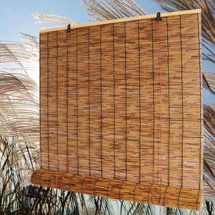 Rideau en Roseau Naturel Fenêtre Enroulable en Bambou Pare-Soleil pour La  Maison Filtrage De La Lumière 70%, Anti-UV,Brown-1 * [626]