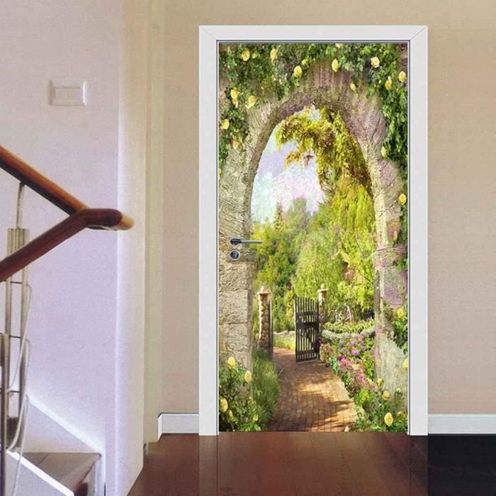 Stickers Muraux Vue Sur La Mer 3D - 90x200 Cm, Autocollants Amovibles Pour Porte Ou Mur, Facile à Poser - 4