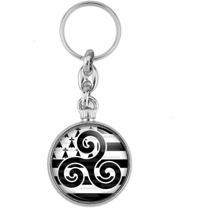 Pin's Argenté 20mm Drapeau Breton Bretagne Hermine Brezhoneg Celte