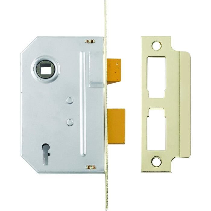 Serrure à Mortaiser Tubulaire 65-75 Mm - Finitions Laiton Et Nickel - Pour Portes Intérieures