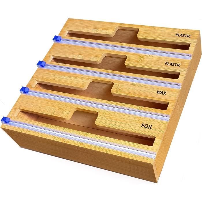 Support Mural Distributeur De Film Alimentaire Et Papier Aluminium – Avec Porte-serviettes Et Rangement Bouteilles - 6