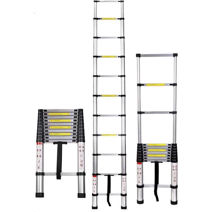 Multifonction Alu Échelle Télescopique Escamotable Équipements d'atelier 5m NEW