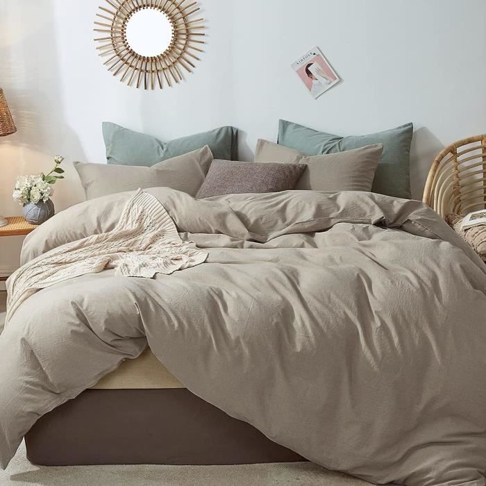 Luofanfei Housse de Couette 220x240 Rose poudré Satin Parure de lit Unie Adulte 2 Personne Ensemble Literie Modern Uni Linge de Lit avec Fermeture éclair et 2X 65x65cm Taies d'oreiller