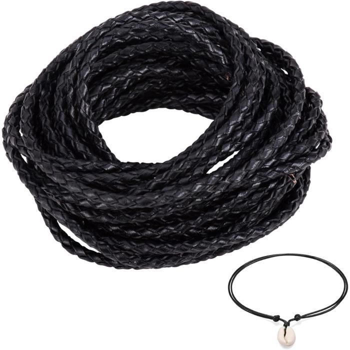 2 Mètres Corde Cuir Tressé Rond Marron - DIY Bracelets Colliers Bijoux