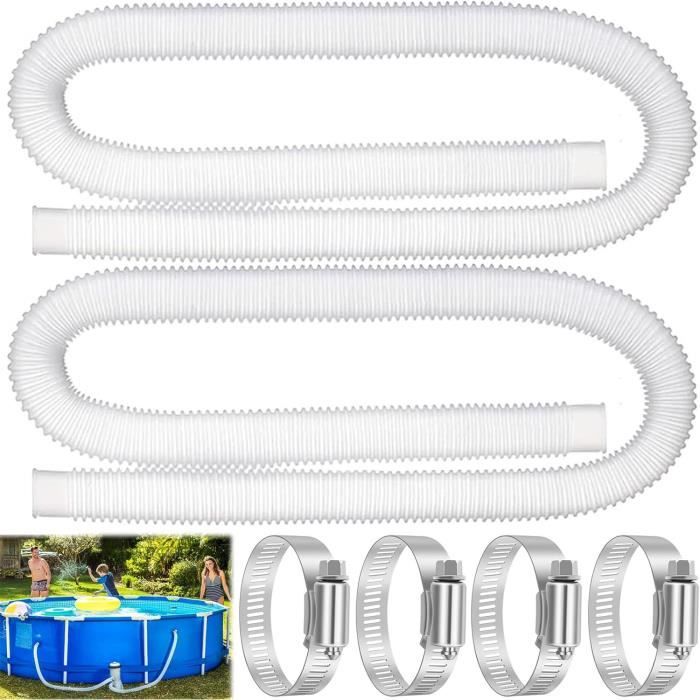 Kit 2 Tuyaux Piscine PE Bleu 32mm + 4 Colliers Inox - Compatible Pompes 300/330/530/1000 GPH