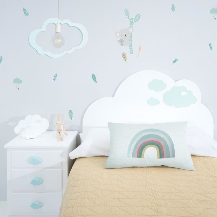 Bainba Tete De Lit Enfant Nuage Menthe 90 Cm Cdiscount Maison