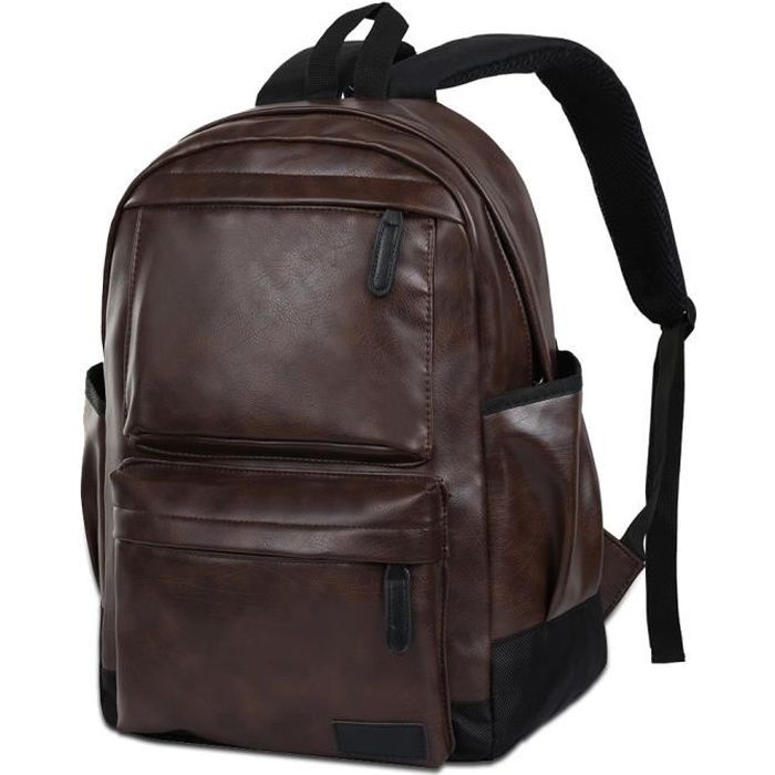 Sac à dos en cuir Vbiger pour homme - Marron - Voyage, travail, shopping - Grande capacité