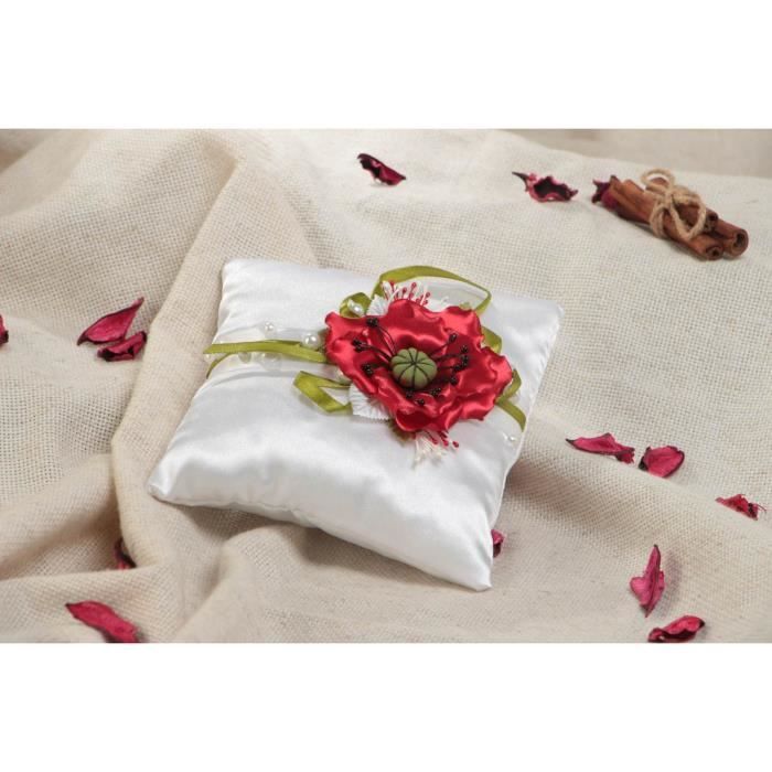 Coussin Pour Alliances De Mariage En Satin Avec Pavot Rouge Original Fait Main 1982516482 Achat Vente Porte Alliance Cdiscount