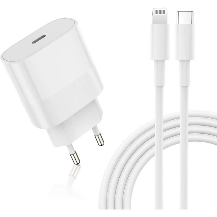 Câble Chargeur + Micro Bleu Pour IPhone 13 - Marque HTS, Réf HTS-4043582, Neuf Sous Blister