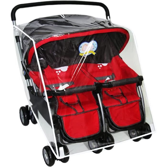 Housse de Pluie pour Poussette Double Universelle Habillage Pluie