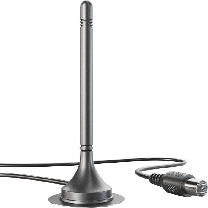 Antenne Intérieure TNT HD / DVB-T2 - Réception Optimale Des Chaînes Numériques Terrestres En France - Amplification Active, Design Compact