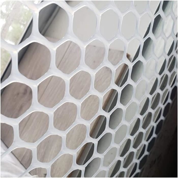 Rouleau De Grillage Plastique Blanc 40x500cm - Filet De Sécurité Pour Poules, Jardin Et Décoration Avec 20 Serre-Câbles