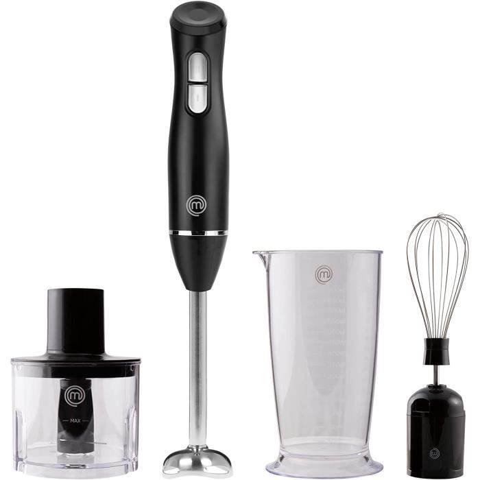 AJWMixeur Plongeant 4 en 1, Presse Puree Electrique avec Verre Doseur 700ml, Fouet et Bol