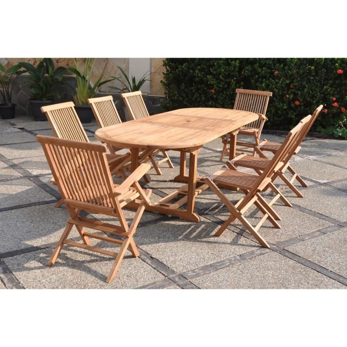 SALON DE JARDIN EN BOIS TECK 2 pers - Ensemble de jardin - 1 Table