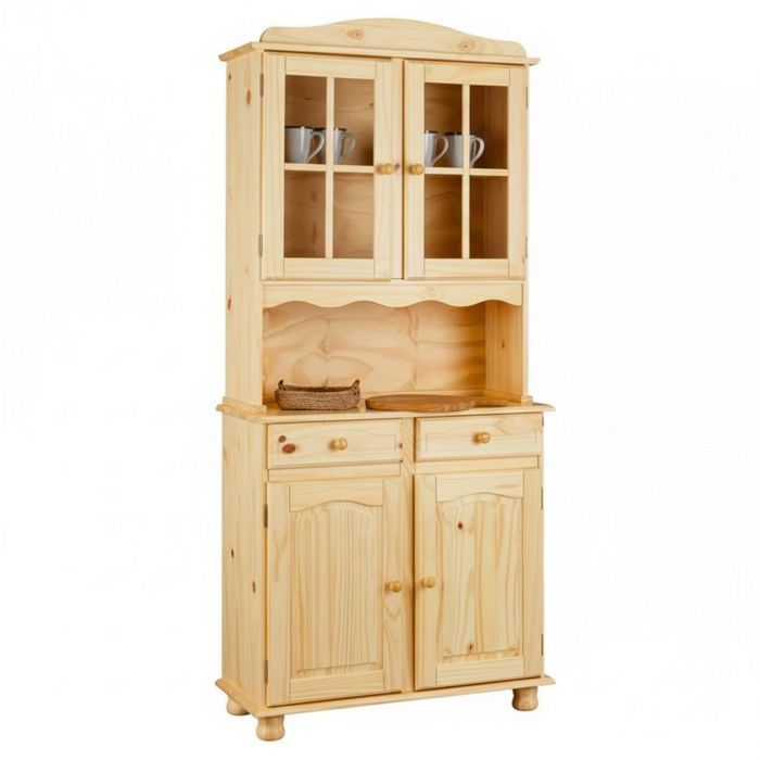 STAN - Buffet Vaisselier 4 Portes 2 Tiroirs Bois Massif
