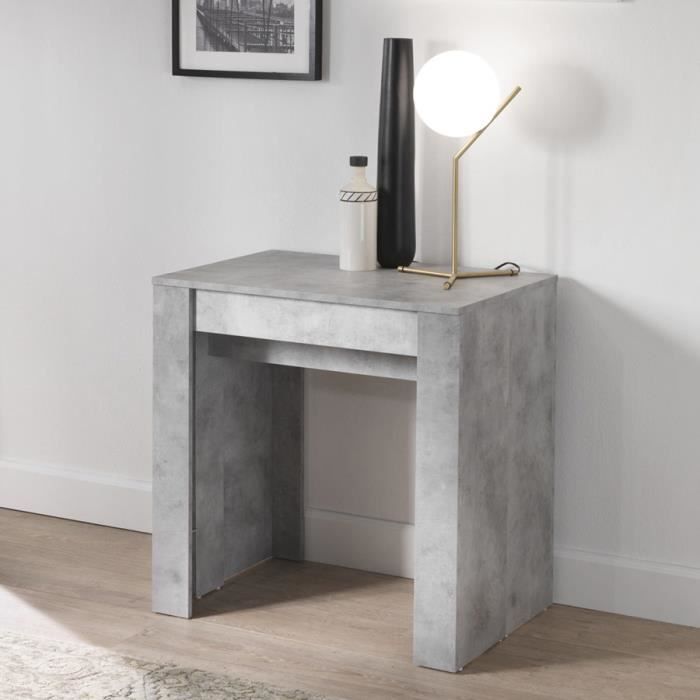 Table Console Extensible 250 Cm Gris Clair Design Urban Gris L 78