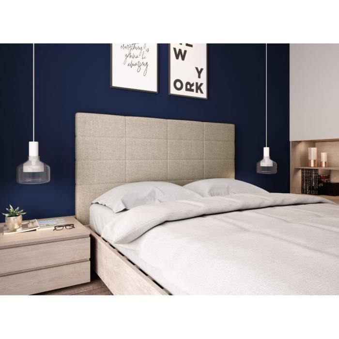 tête de lit en tissu beige - loungitude - willy 140 cm - scandinave - moderne - bois - panneaux de particules